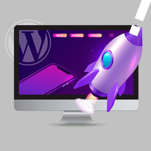 Wordpress - Ordenador con cohete